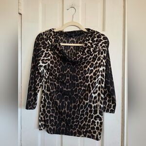 Anne Klein Leopard Print Cowl Neck Blouse